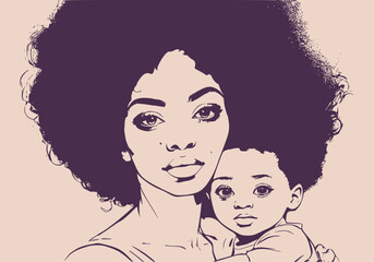 Happy caring young mother with little baby infant in hands. Loving mom with newborn excited with motherhood. Parenthood and maternity. Afro american woman with child