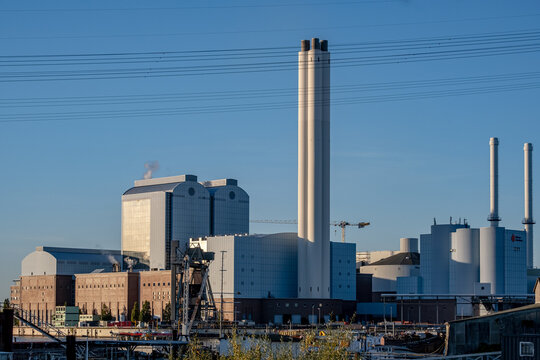 Hamburg, Germany - 10 09 2022: View of the Tiefstack thermal power station in Hamburg