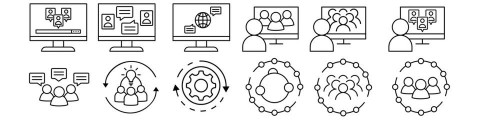 Team Vector icon set. development illustration sign collection. progress symbol or logo. 