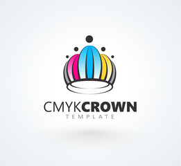 Logo CMYK Crown Royal Printing theme. Template design vector. White background.
