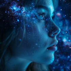 Portrait of people with cosmic filter