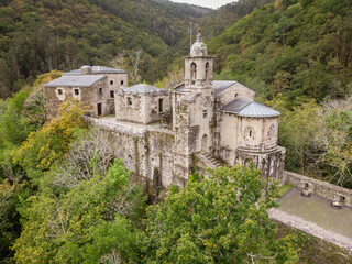 Fototapeta na wymiar Monasterio de San Juan de Caaveiro, parque natural Fragas del Eume,​ provincia de La Coruña, Galicia, Spain