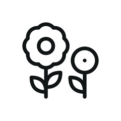 Flower meadow isolated icon, meadow flowers vector symbol with editable stroke