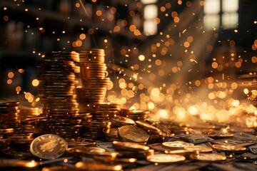 Obraz premium money coins fire burned savings