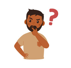 Bearded Guy Thinking Illustration