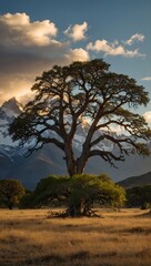 mountain landscape in Patagonia before sunset