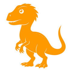 Orange Allosaurus Cartoon Character Illustration with Happy Expression on Isolated Background