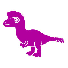 Obraz na płótnie Canvas Vibrant Purple Cartoon Oviraptor Dinosaur Illustration with a Curious Stance
