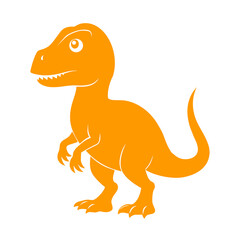 Fierce Tyrannosaurus Rex silhouette in striking orange, exuding power and prehistoric dominance.