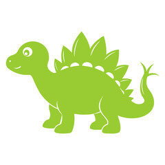 Friendly Stegosaurus silhouette in soft green, representing the peaceful herbivores of the Mesozoic era.