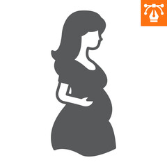 Pregnant woman solid icon, glyph style icon for web site or mobile app, holidays and mother's day, pregnancy vector icon, simple vector illustration, vector graphics with editable strokes.