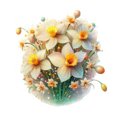 Easter flowers daffodils easter illustration