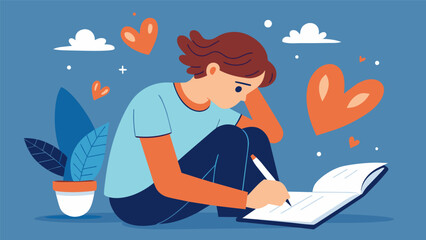 Obraz premium A troubled teenager turns to the pages of their notebook writing heartfelt poems as a way to cope with their struggles and express their inner.