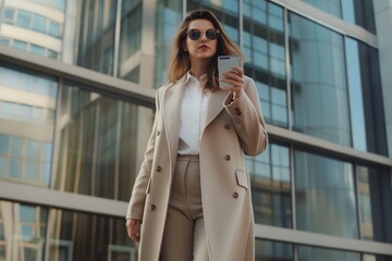 Fototapeta premium Fashionable woman using smartphone