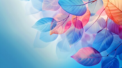 Artistic botanical background with colorful translucent leaves. Perfect for design and decor....