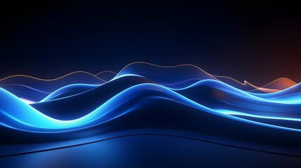 
3d render, abstract minimal neon background with glowing wavy line. Dark wall illuminated with led...
