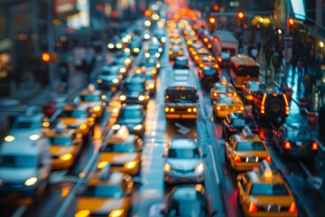 Vibrant Scenes of Bustling Urban Roadways with Cars in Motion During Rush Hour