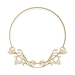 Vector round gold floral frame with ivy leaves decoration. Luxury wreath template for invitations and greeting cards.