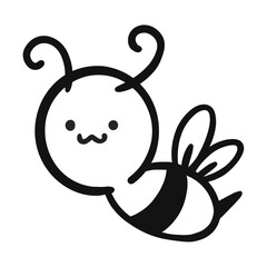 Cartoon Bee In Black Line
