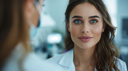 Cosmetic surgeon consulting with a patient about surgical options for enhancing natural beauty, focusing on informed decision-making.