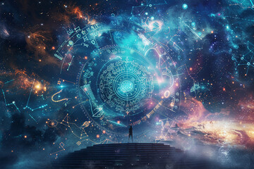 Astrology, Numerology, occult sciences, space and constellations, esoteric banner, Tarot Cards, Fortune-telling on Tarot cards magic crystal, occultism, Esoterica. Fortune-telling, predictions on Taro