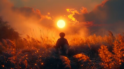 Obraz premium Meditation in the Golden Hour
