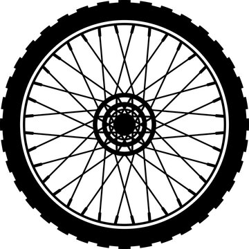 black bicycle wheel graphic clip art preview