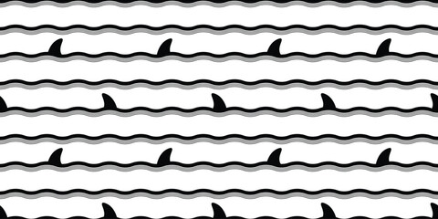 shark fin seamless pattern wave fish vector dolphin tuna salmon doodle icon cartoon ocean sea doodle gift wrapping paper tile background repeat wallpaper illustration scarf isolated pet animal design