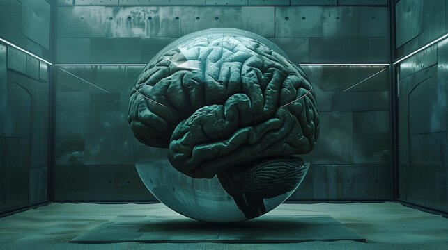An abstract representation of psychological intelligence, illustrating the concept of focused thought, conventional in-the-box thinking, and the impact of stigmatized perceptions on mental processes.