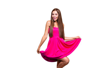 I'd like to dance with you! Close up photo portrait of pretty cute nice gorgeous attractive with...