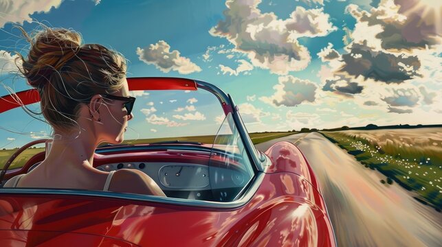 Detail the sense of nostalgia and longing as she reminisces about past road trips and memorable drives in the sports car.
