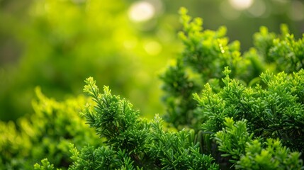 The morning sun illuminates lush garden plants, showcasing the intricate details and vibrant green hues.