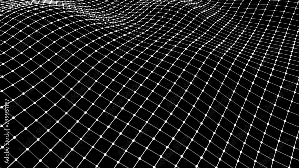Aufkleber Vector perspective grid. Abstract gradient wave of lines. Big data. Digital background. Futuristic vector illustration.