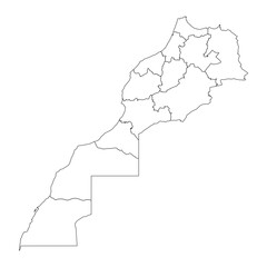 Morocco map with administrative divisions. Vector illustration.