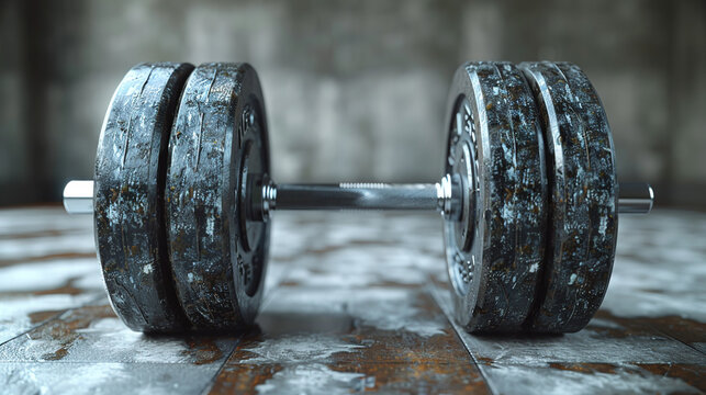 Sports and fitness activities ,  close up of a dumbbell