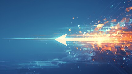 Obraz premium Futuristic Light Trails Merge in Dynamic Arrow Formation, Abstract 4K Wallpaper