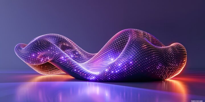 3D Render Of An Abstract Holographic Purple Sculpture