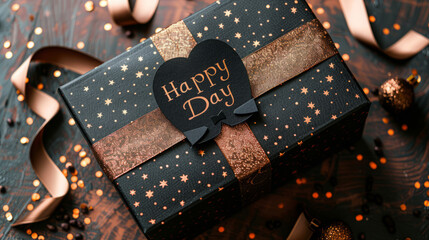 Fototapeta na wymiar Festive Father's Day Gift Box with Greeting Card