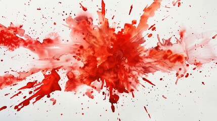 Dynamic explosion of red splatters against a pristine background, symbolizing energetic movement and artistic creativity.