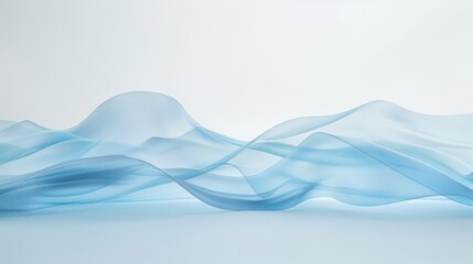 Ethereal blue waves ripple across a serene backdrop, resembling soft silk caught in a gentle breeze.
