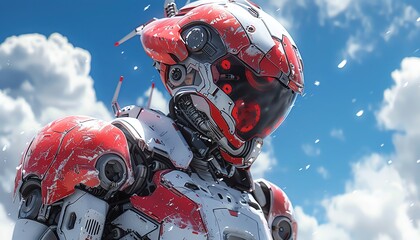 Anime Robot Mech Unique and intricately designed anime robots or mechs with realistic details and striking appearances - obrazy, fototapety, plakaty