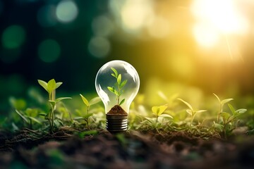 light bulb on green background, AI generated