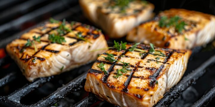 swordfish grilled on a grill barbecue.
