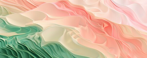 Creative generative AI image with beige pink and green pattern as abstract background - Powered by Adobe