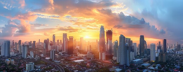 Modern cityscape with skyscrapers, Makati, Manila, Philippines