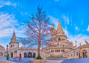 The stone towers of Fisherman's Bastion, Budapest, Hungary
