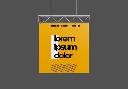 Front View of Hanging Exhibition Banner Mockup