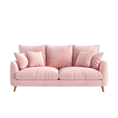 Elegant pink sofa isolated on white background 3d rendering
