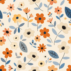 seamless Floral Pattern Design on Cream Background