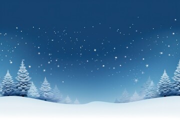 Snowy winter landscape with starry night sky